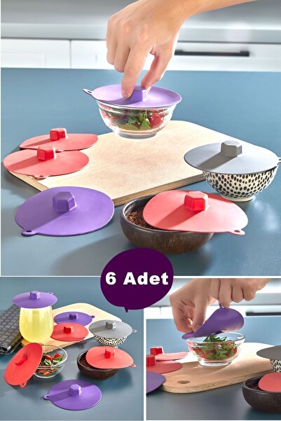 Kitchen Beauty 6 Adet Silikon Vakumlu Kase Kapağı Hava Almaz Kahvaltılık Kapak 11 Cm