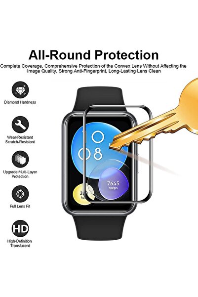 Techaks Huawei Watch Fit 2 Ekran Koruyucu Darbeye Dayanıklı Ppma Kırılmaz Cam