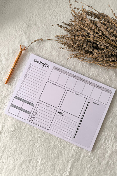 Flowery Paper Planlayıcı A4  - Memopad,Check List ,Not Defteri,Haftalık planl...