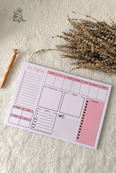 Flowery Paper Planlayıcı A4  - Memopad,Check List ,Not Defteri,Haftalık planl...