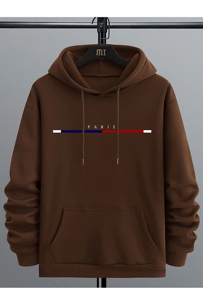 MOONBULL Мъжки суитшърт на райе с качулка и качулка - Below Paris Design