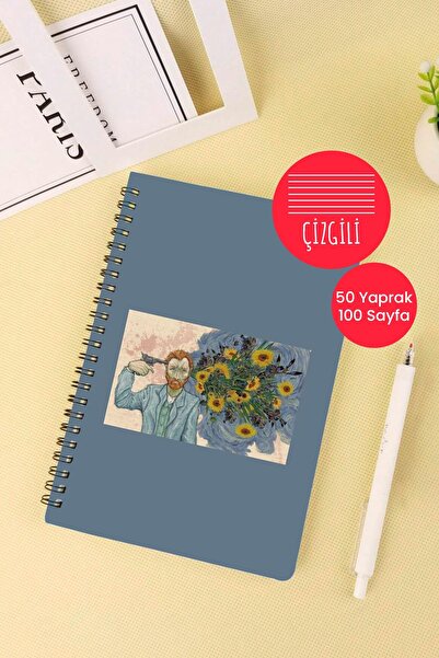 Anime Marketi Van Gogh Designed A5 Spiral School Notebook 50 Sheets 100 Pages - Ruled