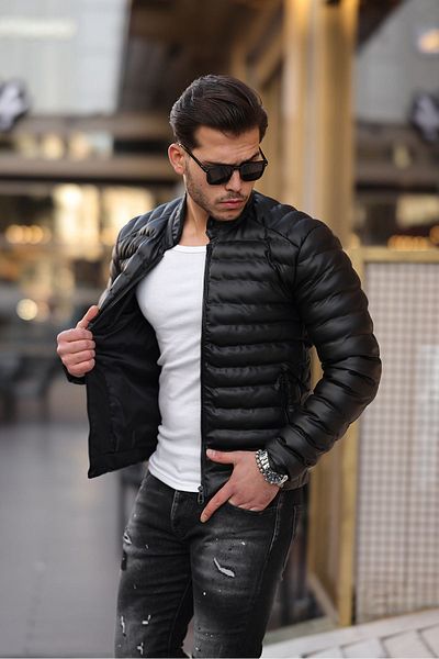 gm giyimarket Кожено яке Slim Fit Puffer