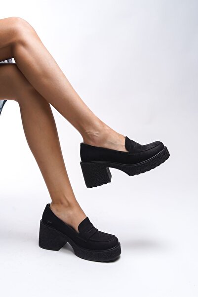 Riccon Замшеві жіночі мокасини Quphrele чорного кольору 00121520 Туфлі на підборах