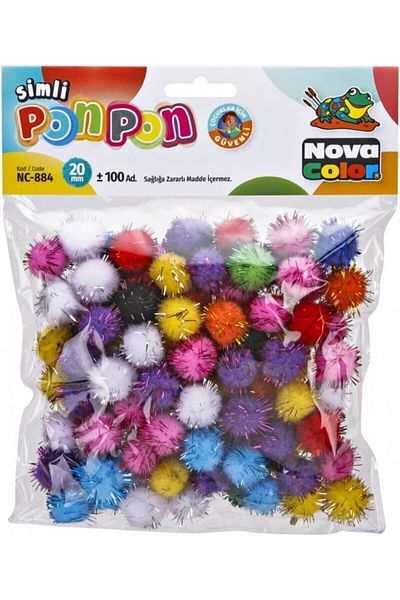 Nova Color Pompom Glitter 20 mm Mixed Color Glitter 100pcs (nc-884)