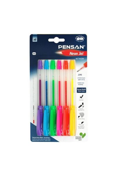 Pensan Tükenmez Kalem Jel Neon 1.0 Mm Blisterli Karışık 6 Lı Bister Pe02229jk...