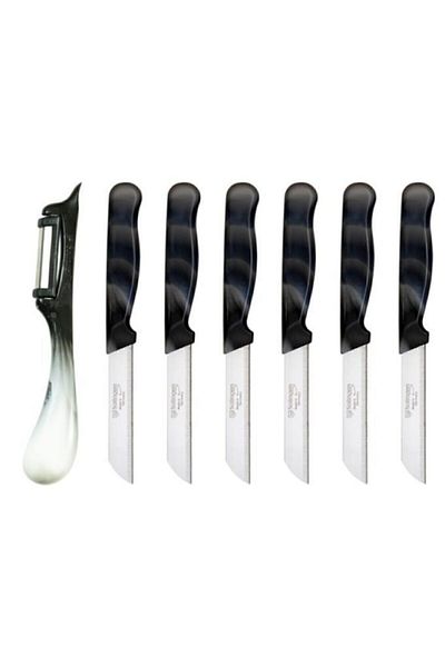 Solingen Black Marble Pattern 6-Piece Knife and Black Marbled Side Peeler