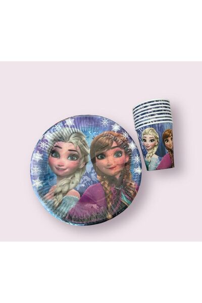 partideyince Frozen Elsa Elza Doğum Günü Süsü Elsa Karton Tabak Bardak 8 Kişilik