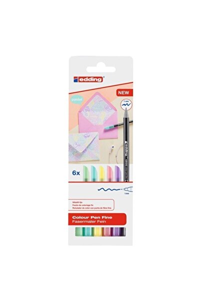 Edding 6lı Set Pastel Renkler 1200 Ince Uçlu Keçeli Kalem Grafik Kalemi