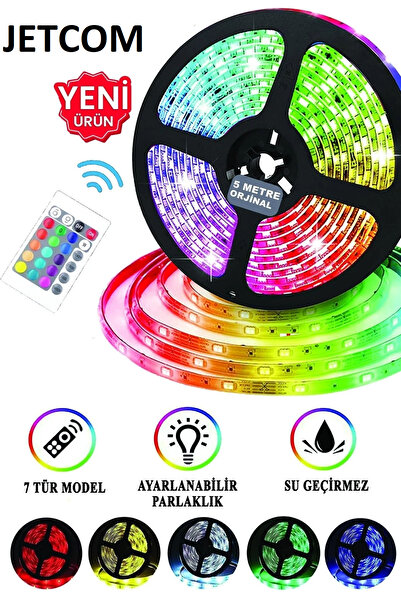 Jetcom Şerit Led Rgb 24 Tuşlu Kumandalı 5050 Smd 5 Metre 3 Çip Tam Set