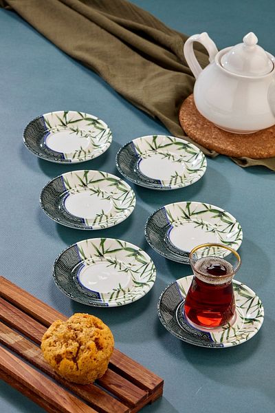 Cooker 12.5 cm Porcelain Patterned Special Series - 6-Piece Alaçatı Plate
