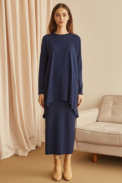Nuss 013 Tricotaj Fusta Creion - Bleumarin
