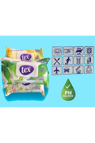 Tex 120 Non-Alcoholic Wet Towels 3 Pack (120X3=360 Sheets)