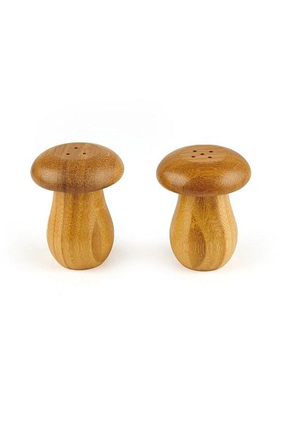 morponi Bamboo 2-Piece Mushroom Shaped Salt and Pepper Shakers Set