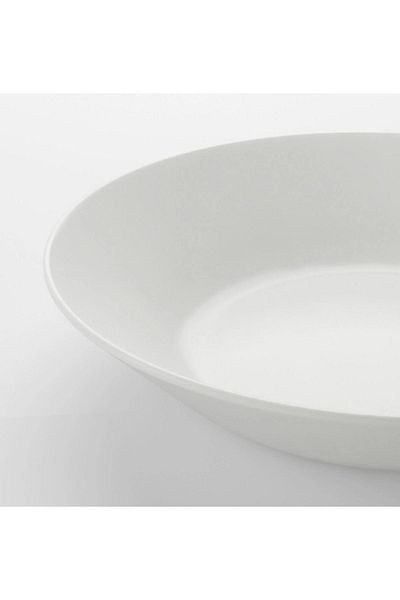 TAGESAN Oftast 6 Pieces White Tempered Glass - 20 cm Deep Pit Plate Dinner Plate