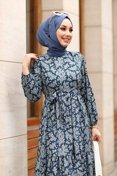 Gizce Medusa Navy Blue Dress