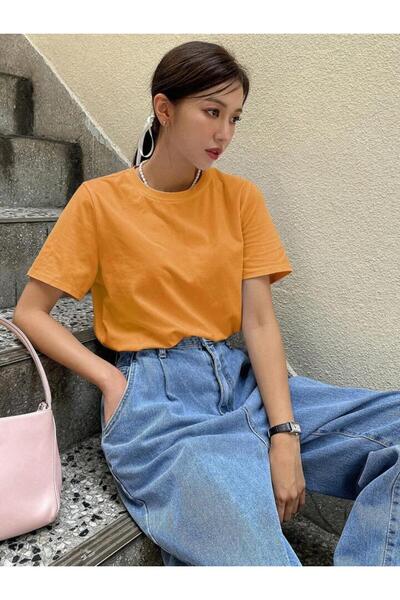 BW Bravely Wear Άνετο βαμβακερό γυναικείο μπλουζάκι - Απλό, χωρίς στάμπα