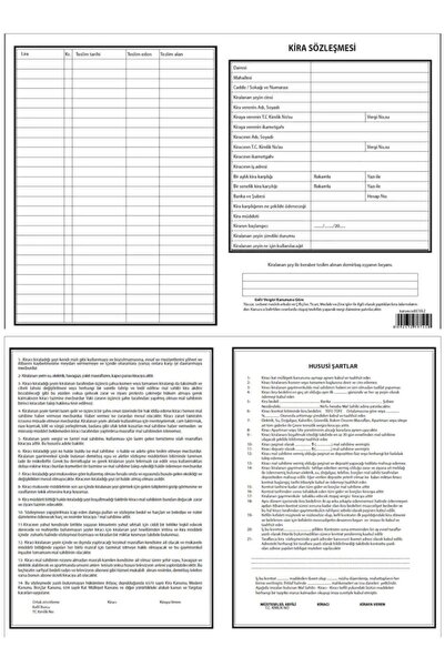 Turuncu Beyaz Kira Kontratı Sözleşmesi 100lü Paket