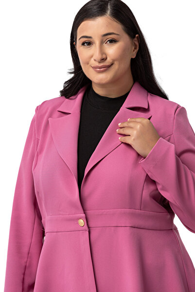 DISENTIS MODEST Μπουφάν μεγάλου μεγέθους με μονό κουμπί μέσης Λεπτομερής φουσκωτό, χωρίς επένδυση, αποξηραμένο τριαντάφυλλο