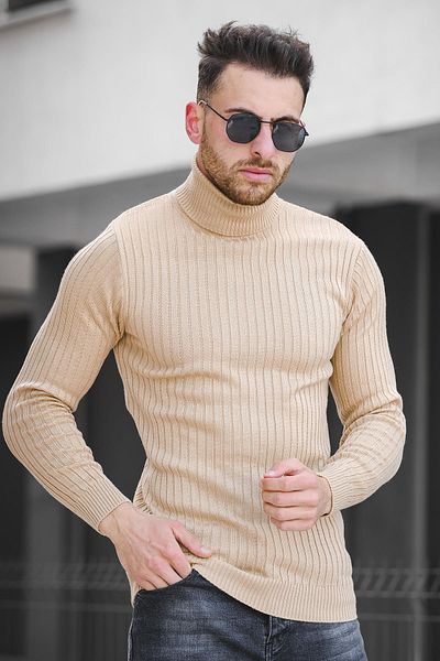 Oksit Ανδρικό πουλόβερ με ζιβάγκο Seka 822 Thick Ribbed Slim Fit