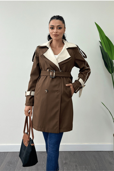 giyimmasalı Bondit Fabric - Brown Trench Coat Design