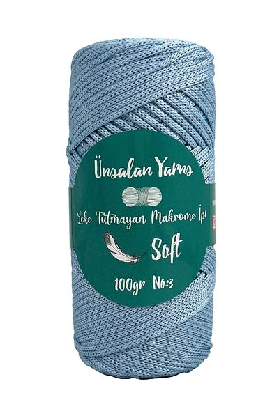 ÜNSALAN HOBİ Premium 100gr Πολυεστέρας Μακραμέ Σχοινί Baby Blue 120mt 2mm Πολυεστερική Τσάντα Σχοινί Supla Σχοινί 5 τμχ