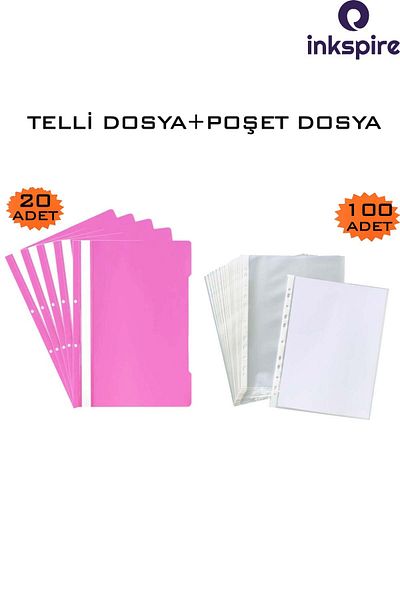 inkspire A4 Pink Wire and Transparent Bag File - 20/100 Pieces, Perforated Edge