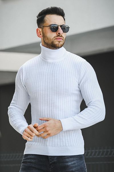 Oksit Ανδρικό πουλόβερ Seka 822 Throated Slim Fit - Χοντρό ραβδώσεις