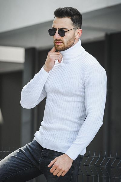 Oksit Ανδρικό πουλόβερ Seka 822 Throated Slim Fit - Χοντρό ραβδώσεις