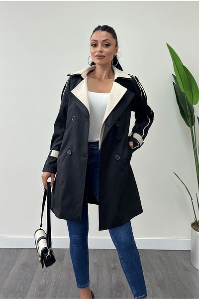 giyimmasalı Black Bondit Fabric Trench Coat - Design