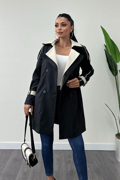giyimmasalı Black Bondit Fabric Trench Coat - Design