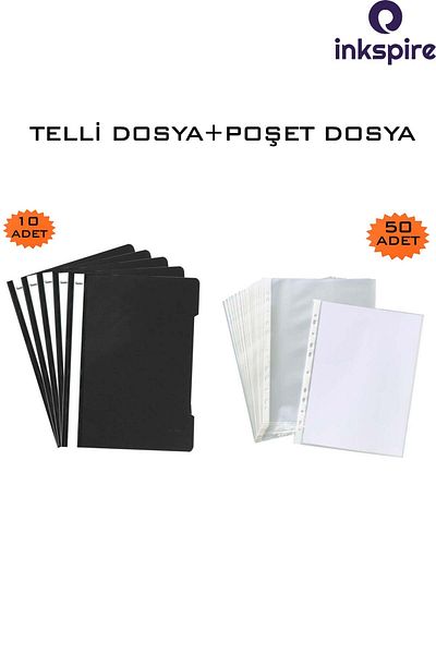 inkspire A4 Black Ring Binder - 50 Transparent Bags with Holes on the Edge
