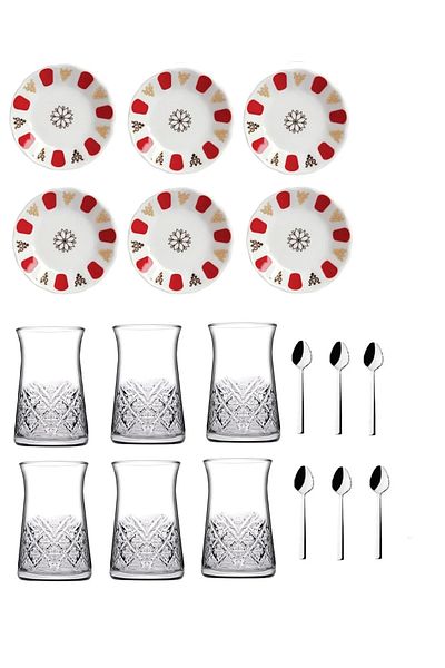 Paşabahçe Timeless Red Authentic Beginner Tea Cup - 18 Piece Set