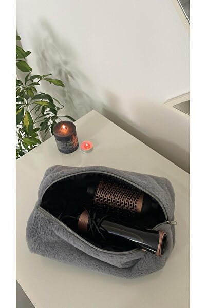 luckyjoys Gri Peluş Dyson Airwrap / Airstrait Uyumlu Saç Şekillendirici Çanta...