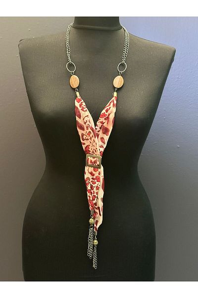 Gönülden Tasarım 44 cm Chain Women's Necklace with Scarf Design