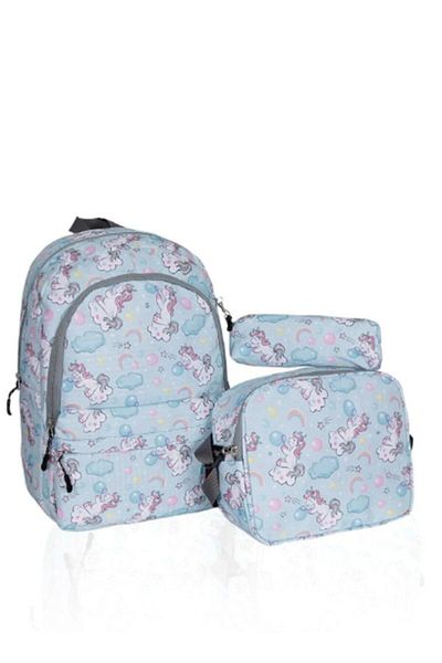 LeiaStore Geantă de școală de 320 mm albastră cu model unicorn Cambridge Polo Club - Plcan2079