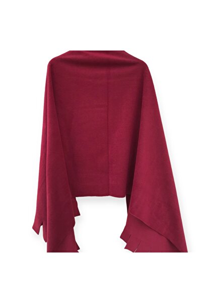LinaByUgurr Bordo Kışlık Polar Omuz Şal Yumuşak Dokulu Kalın Omuz Şal Atkı Cafe,Restaurant,Otel Şal