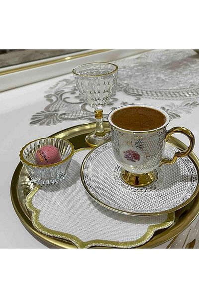 adana avm Gold Gilded Footed Crystal 6-Piece Coffee Side Water Glasses