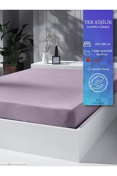 QURRY Premium 100X200 cm Single Ranforce Cotton Elastic Sheet - Pillow Case with Gift