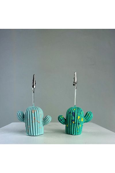 oasis decoration Mint Ice Green Cactus Splash 2 Pieces Note Holder Set