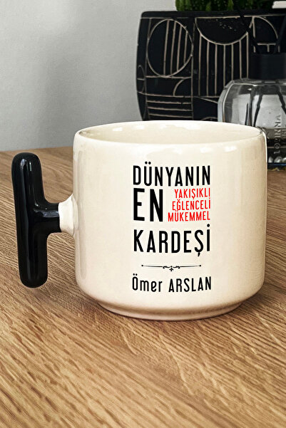 Hedizu Kişiye Özel Erkek Kardeş Kupa Bardak T Kulplu Siyah Erkek Kardeşe Doğu...