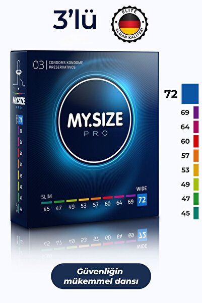 Mysize PRO Prezervatif - Alman Kalitesi - Ultra Ince - 3'lü - 72 Beden