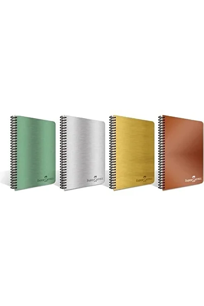 Faber Castell 4 Pieces of 120 Sheets Striped Metallic Colors Plastic Cover A4 Notebook