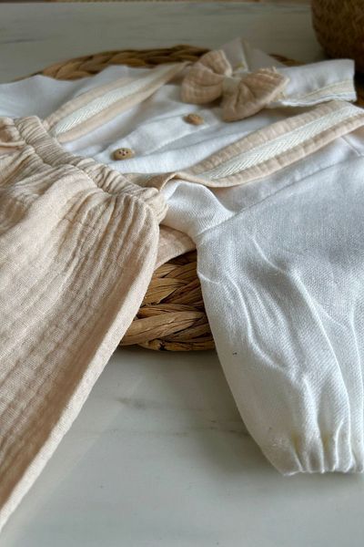 bohemiankids baby wear طقم سلوبيت للرجال حديثي الولادة من قماش الموسلين