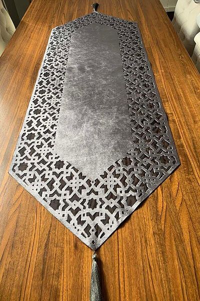 NURHAN HOME COLLECTION Smoke Colored Seljuk Tablecloth Runner