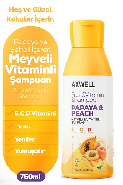 AXWELL 750ml Fruity Vitamin Papaya Shampoo - Containing Peach