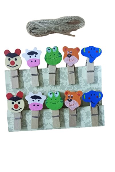 Kezban Tekstil 10 Adet  Minik Ahşap Mandal Fotoğraf Asma Mandalı 3,5 Cm 1,5 M...