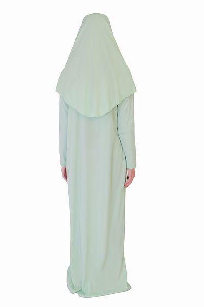 ZEHRANAZ NAMAZ ELBİSESİ Water Green Zipper Detail Prayer Dress