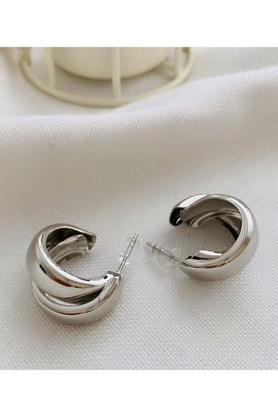 VNS Accessories Steel Spiral Hoop Earrings