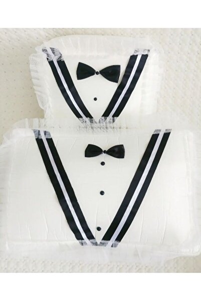 CONSTRAİN Zeynisshome 2 Li Damat Fiyonk Figürlü Çeyizlik Saten Bohça Nişan Gelin Damat Hurç Seti Damat